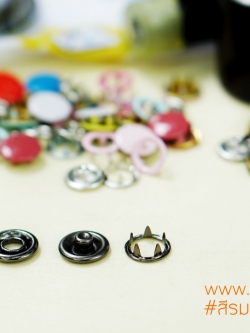 กระดุมแป๊กห้าขา แบบวงแหวน 9 มิลลิเมตร สีรมดำ