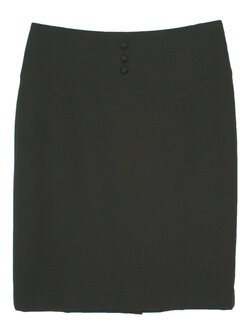 SK-457 กระโปรงทรงสอบ ผ้า Double Twist สีดำ