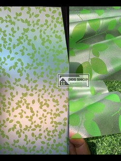 PVC สูญญากาศติดกระจก "Green Leave" หน้ากว้าง 90 cm x 100cm (สั่งมากกว่า 1m ตัดยาวต่อเนือง)