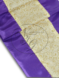 ผ้าคาดเตียงมงคลคชพงศ์สีม่วงลูกหว้า