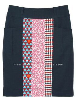 SK-381 กระโปรงแฟชั่น กระโปรงทำงาน ทรงสอบ ผ้า ROSE SKINNY สีน้ำเงิน