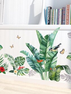 สติ๊กเกอร์ติดผนังตกแต่งบ้าน Highest PVC "Green Nordic with Bird"