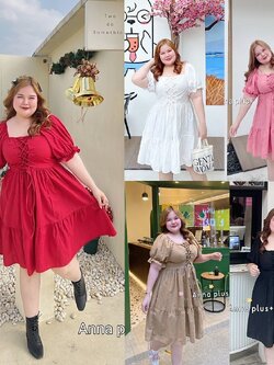 ชุดเดรสคนอ้วน ชุดเดรสสาวอวบ พลัสไซส์ ชุดเดรสผ้าฝ้าย ด้านหน้ามีสานหน้าอก ด้านหลังสม็อก มี5สี ฟรีไซส์ อกได้ถึง52