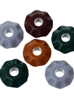 ลูกปัดอะครีลิคยุโรปรูใหญ่เม็ดกลมแบน ขอบหยัก คละสีขนาด 25mm มม. แพ็ค 10 เม็ด