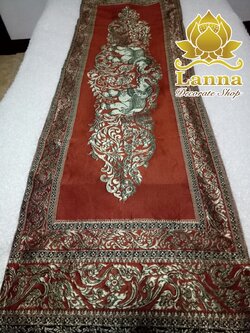 ผ้าคาดเตียงลายช้างคชสารสีน้ำตาล