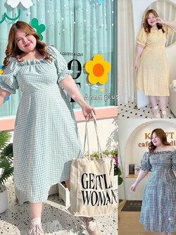 ชุดเดรสคนอ้วน อกได้ถึง50 ชุดเดรสสาวอวบ พลัสไซส์ ชุดเดรสเดรสลายสก็อตผ้าทอ มี3สี ฟรีไซส์ อกได้ถึง50