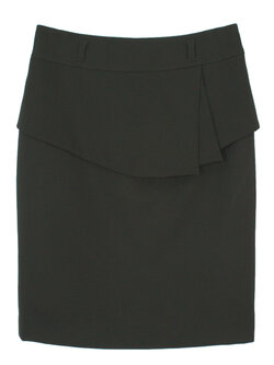 SK-455 กระโปรงแฟชั่น&ทำงาน ทรงสอบ ผ้า Double Twist สีดำ