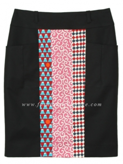 SK-382 กระโปรงแฟชั่น กระโปรงทำงาน ทรงสอบ ผ้าญี่ปุ่นผสมสเปนเด็กสีดำ