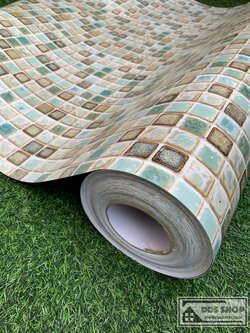 Wallpaper Sticker "ลายหินโมเสคเขียวมรกต" หน้ากว้าง 122cm (ราคาที่ระบุไว้ คือยาว 1 เมตร)