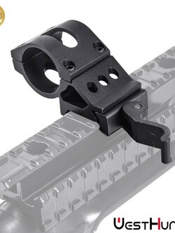 WEST HUNTER ขาจับไฟฉายปลดเร็ว 45 องศา วง 1" ราง 20 mm quick Release 45-degree Flashlight Torch Mount One Inch Scope Rings 20mm Picatinny