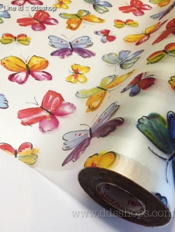 E-Series สติ๊กเกอร์ฝ้าติดกระจกแบบมีกาวในตัว "Wonderful Butterfly" Size 91cmx1m : สั่งมากกว่า 1m ตัดยาวต่อเนื่อง