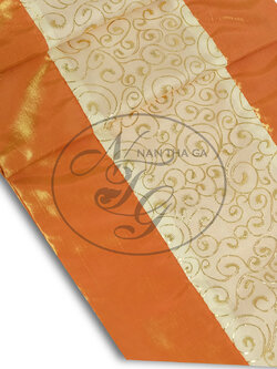 ผ้าคาดเตียงมงคลคชพงศ์สีส้มดอกกรรณิการ์