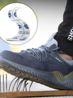 HOT SPORT NO.6 รองเท้าเซฟตี้ผ้าใบ หัวเหล็ก ดีไซน์สปอร์ต (สีเทา/สีดำ)