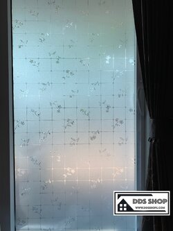 PVC สุญญากาศติดกระจก "Flower Vine with Square" ขนาดหน้ากว้าง 90cm