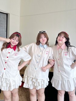 J133 เสื้อเชิ้ต สาวอวบ แต่งปกสีสันสดใส ปกแดง ปกชมพู ปกฟ้า อกได้ถึง 48 นิ้ว (หน้าผ้า50นิ้ว)