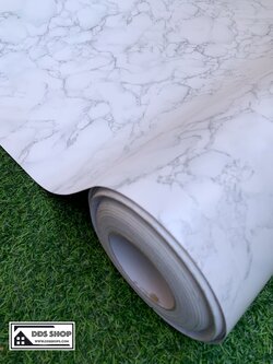 วอลเปเปอร์แบบมีกาวในตัว "ลายหินอ่อนพื้นขาวริ้วเทาเนื้อแมท" หน้ากว้าง 122cmx1m (สั่งมากกว่า 1m ตัดยาวต่อเนื่องให้ค่ะ)