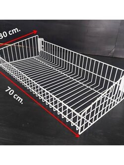 ตะกร้าพร้อมแขนเกี่ยว ขนาด 30x70cm. สีขาว ตะแกรงชั้นวาง เป็นอะไหล่เสริมชั้นวางร้านค้า ร้านมินิมาร์ท ร้านสะดวกซื้อ