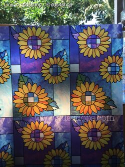 E-Series สติ๊กเกอร์ติดกระจกแบบมีกาวในตัว "ดอกทานตะวัน" Size 91cm x100cm : สั่งมากกว่า 1m ตัดยาวต่อเนื่อง