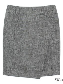 กระโปรงแฟชั่น&ทำงาน กระโปรงทรงสอบผ้าคอตต้อนลินินไอริส สีดำ ด้านหน้ากระโปรงดีไซน์เรียบหรู / SK-432