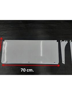 แผ่นชั้นพร้อมแขนรับชั้น ขนาด 30x70cm. 35x70cm. 39x70cm. สีขาว เป็นอะไหล่เสริมชั้นวางร้านค้า ร้านมินิมาร์ท ร้านสะดวกซื้อ