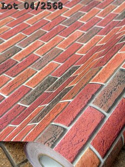 Wallpaper Sticker วอลล์เปเปอร์แบบมีกาวในตัว "ลายอิฐแดง" หน้ากว้าง 1.22mx1m