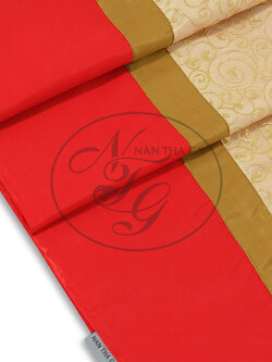 ผ้าคาดเตียงทองเรือนแก้วสีแดงชาด