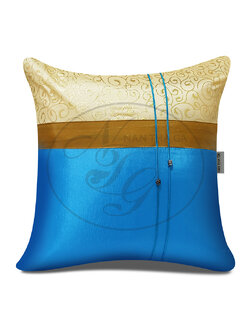 หมอนอิงทองเรือนแก้ว สีฟ้าครามฝรั่ง