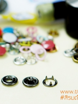 กระดุมแป๊กห้าขา แบบหัวทึบ 10 มิลลิเมตร สีรมดำ