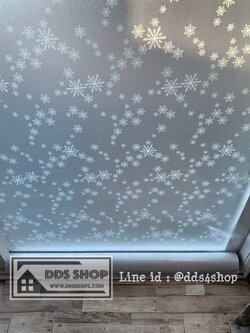 PVC สูญญากาศติดกระจก "หิมะ Snow Flakes" หน้ากว้าง 90 cm x 100cm (สั่งมากกว่า 1m ตัดยาวต่อเนื่อง)