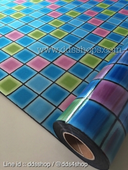 PVC สูญญากาศติดกระจก "Modern Color Cube" หน้ากว้าง 90 cm x 100cm (สั่งมากกว่า 1m ตัดยาวต่อเนื่อง)