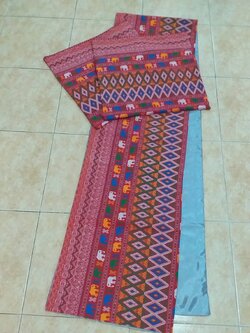 เช็ทผ้าฝ้ายอาข่าสีแดงลายช้าง