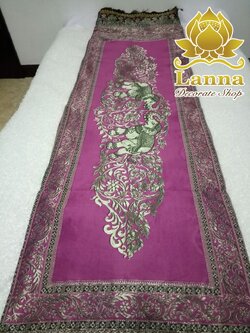 ผ้าคาดเตียงลายช้างคชสารสีบานเย็น