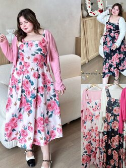 A210 เดรสสาวอวบ สายเดี่ยวสม็อคหลัง มาพร้อมเสื้อคลุมจะรับแต่เดรสอย่างเดียวก็ได้ เสื้อคลุมเลือกสีได้ เดรสอกได้ถึง50นิ้ว ออฟไวท์ ชมพู ดำ อก40-50นิ้ว