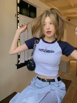 เพิ่มสีใหม่ ขาว Second crop tee เสื้อยืดทูโทน Y2K