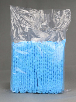 หมวกตัวหนอนคุมผมสีน้ำเงิน 100ชิ้นต่อแพ็ค