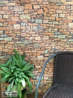 วอลล์เปเปอร์แบบมีกาวในตัว "ลายหินกาบสีส้มเทา" หน้ากว้าง 1.22mx1m (สั่งมากกว่า 1m ตัดยาวต่อเนื่อง)