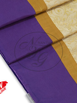 ผ้าคาดเตียงทองเรือนแก้วสีม่วงลูกหว้า