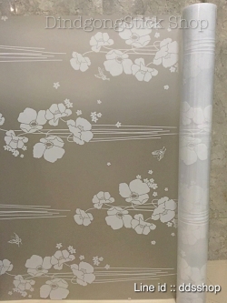 --หมดชั่วคราว- PVC สูญญากาศติดกระจก "White Flower line" หน้ากว้าง 90 cm x 100cm