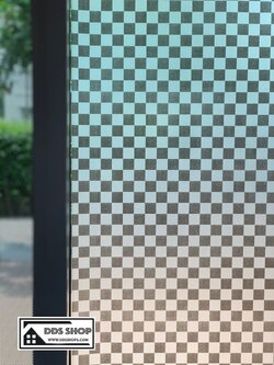 T-Series สติ๊กเกอร์ติดกระจกแบบมีกาวในตัว "ตารางหมากรุก" Size 91 cmx100cm : สั่งมากกว่า 1m ตัดยาวต่อเนื่อง