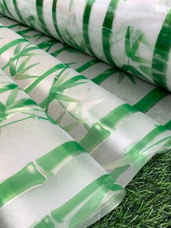 --หมดชั่วคราว- PVC สุญญากาศติดกระจก "ลายไผ่เขียว 3D" ขนาดหน้ากว้าง 90cm x 1m (สั่งมากกว่า 1m ตัดยาวต่อเนื่อง)