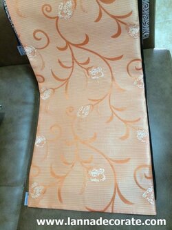 ผ้าคาดเตียงลายดอกสีส้ม ขนาด 35*250 ซม.