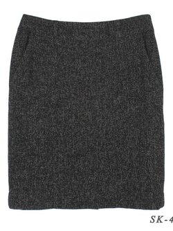 SK-430 กระโปรงแฟชั่น&ทำงาน ทรงสอบ ผ้า CHANEL สีดำ มีกระเป๋าล้วง 2 ข้าง