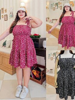 A174 เดรส สาวอวบ อก 40-52 นิ้ว หน้าผ้า54นิ้ว แดง ดำ อก40-50นิ้ว