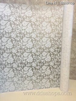 PVC สูญญากาศติดกระจก "White Flower" หน้ากว้าง 90 cm x 100cm