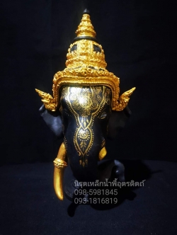 "หัวโขนเศียรพระพิฆเนศวรมวลสารแร่เหล็กน้ำพี้"