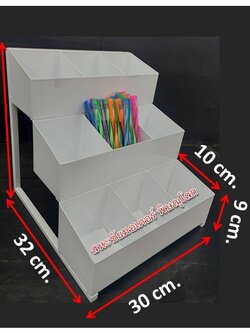 ช่องใส่ปากกา ดินสอ ดินสอสี ลิปสติก 3ชั้น 9 ช่อง ขนาด 30x32x32cm. ใส่ดินสอเขียนคิ้ว อายเชโดว์ อุปกรณ์แต่งหน้า ขวดน้ำหอม
