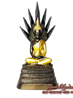 พระประจำวันเสาร์แร่เหล็กน้ำพี้ พระพุทธรูปปางนาคปรก สีน้ำตาลแต่งทอง รุ่นหน้าตัก 3 นิ้ว สินค้าพร้อมส่ง มีของแถมวัตถุมงคลหลายรายการ
