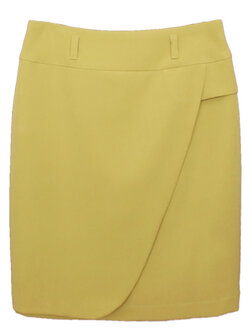 SK-442 กระโปรงทรงสอบ ผ้า Double Twist สีเขียว