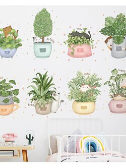 สติ๊กเกอร์ติดผนังตกแต่งบ้าน Highest PVC "Nordic Plant pot"