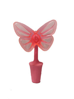 จุกผีเสื้อซิลิโคน สีชมพู ปิดขวดไวน์ จุกยางซิลิโคน Knight Black Horse Winery